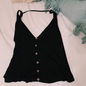 Black angie tank w/ wooden buttons